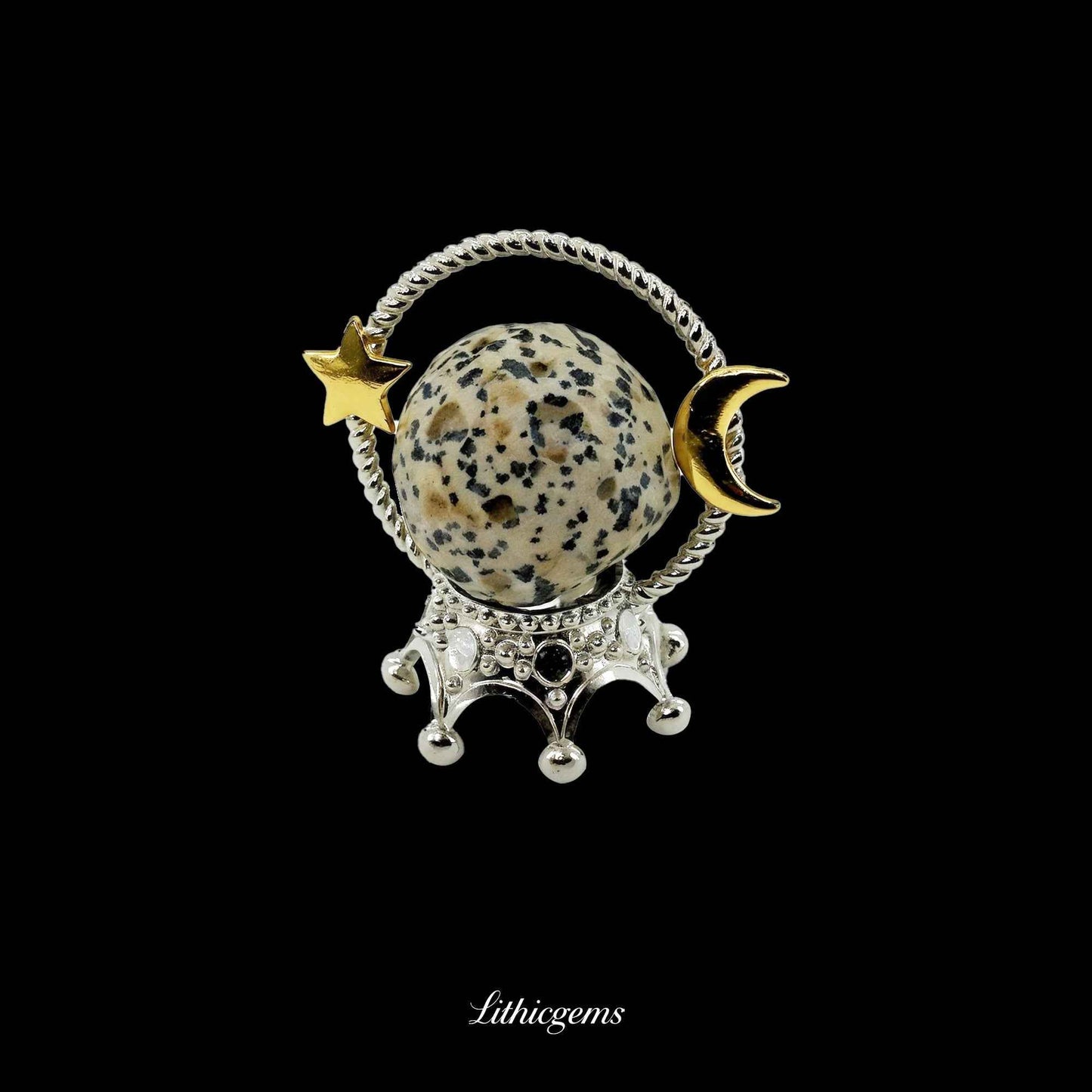 The Cosmic Pebble - 3cm Planetary Carving - Spotted Stone Natural Crystal Gemstones - Lithicgems