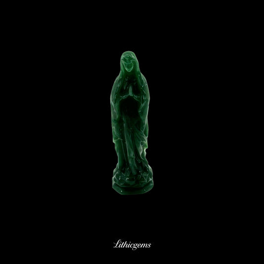 The Solace Figure - 10cm White Quartz Madonna Carving - Green Jasper Natural Crystal Gemstones - Lithicgems