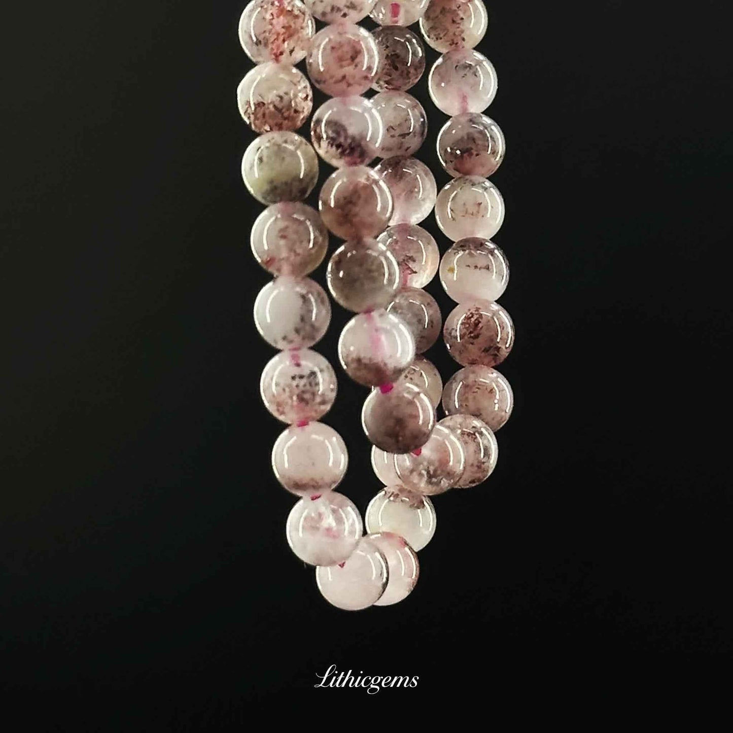 Triple-Wrap Venom Gold Strawberry Quartz Bracelet - Black & Red Crystal for Passion & Protection