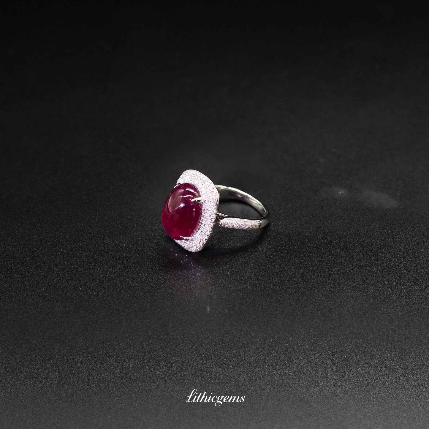 Custom 18K Gold Oval Rubellite Diamond Ring | AIGS/GUILD Certified