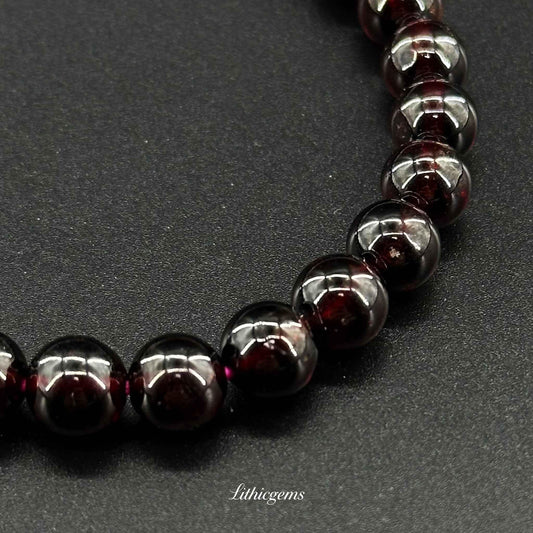 Garnet Bracelet - Root Chakra Stone for Vitality, Passion & Grounding Natural Crystal Gemstones - Lithicgems Jewelry