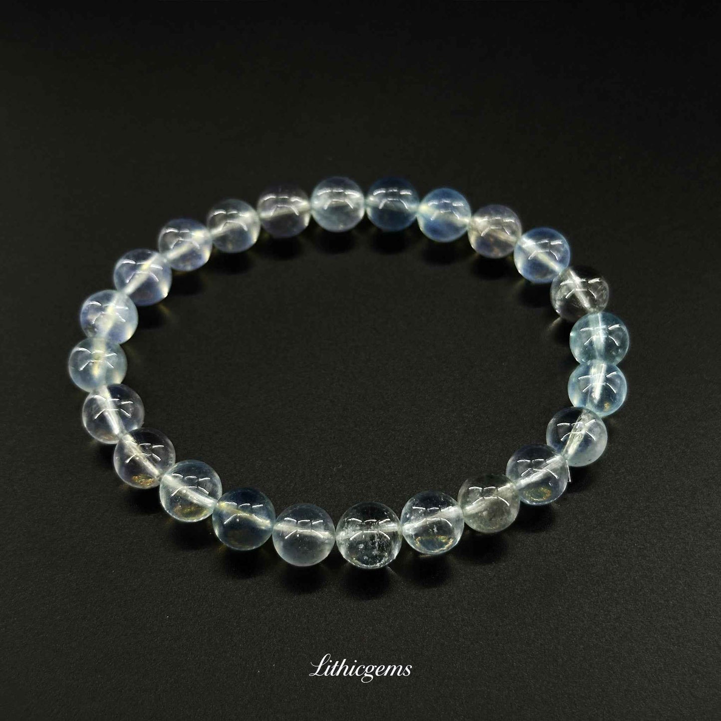 Ice Clear Aquamarine Bracelet - For Pure Mental Clarity & Soothing Communication - Lithicgems