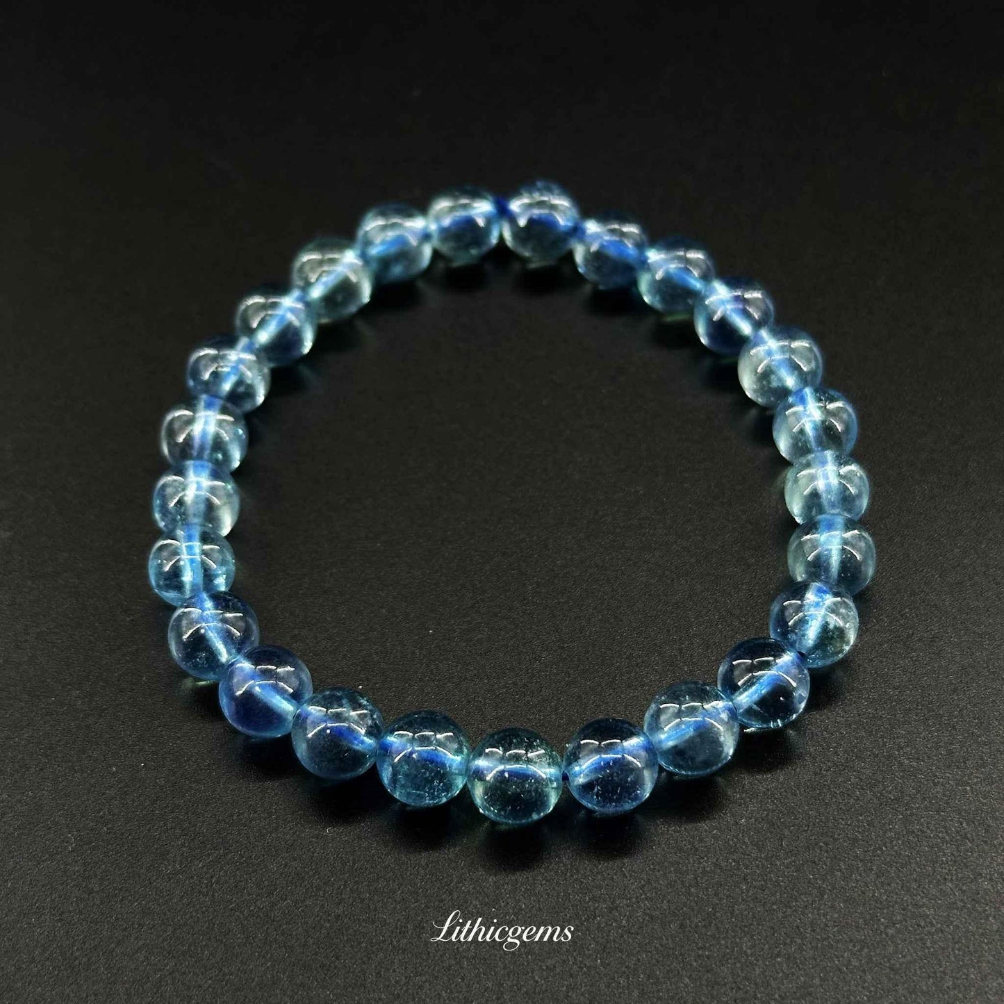 Devil's Blue Aquamarine Bracelet - For Soul Truth & Fearless Communication - Lithicgems
