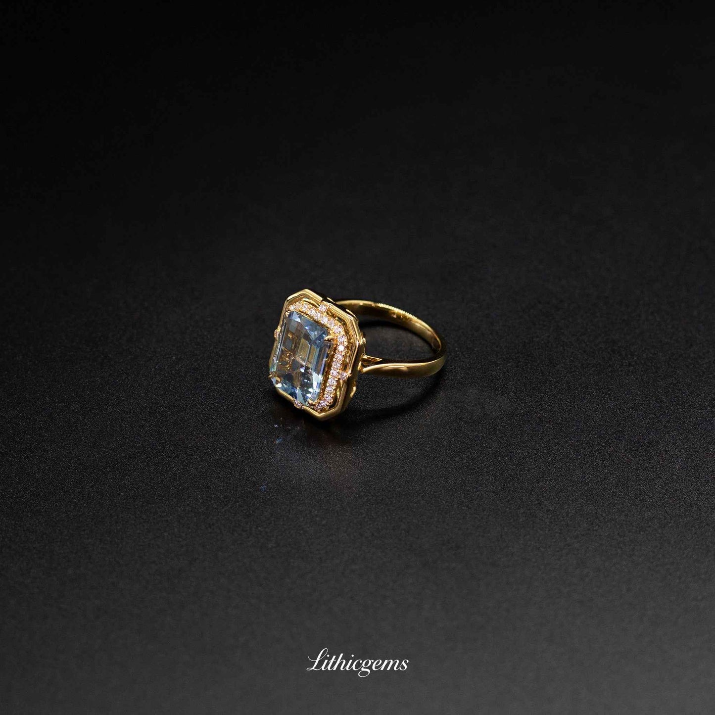 Custom 18K Gold 2-in-1 Convertible Aquamarine & Diamond Ring | AIGS/GUILD Certified - Lithicgems