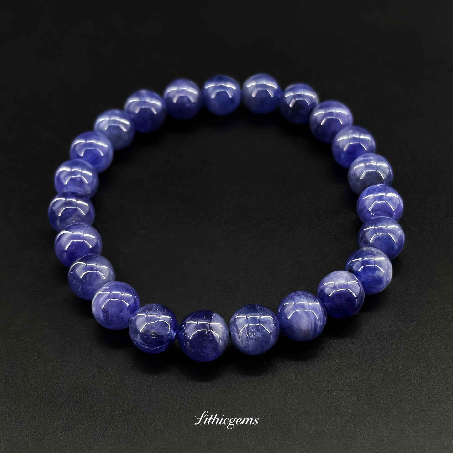 Custom Tanzanite Bead Bracelet - Rare Violet-Blue Stone for Spiritual Awakening & Intuition