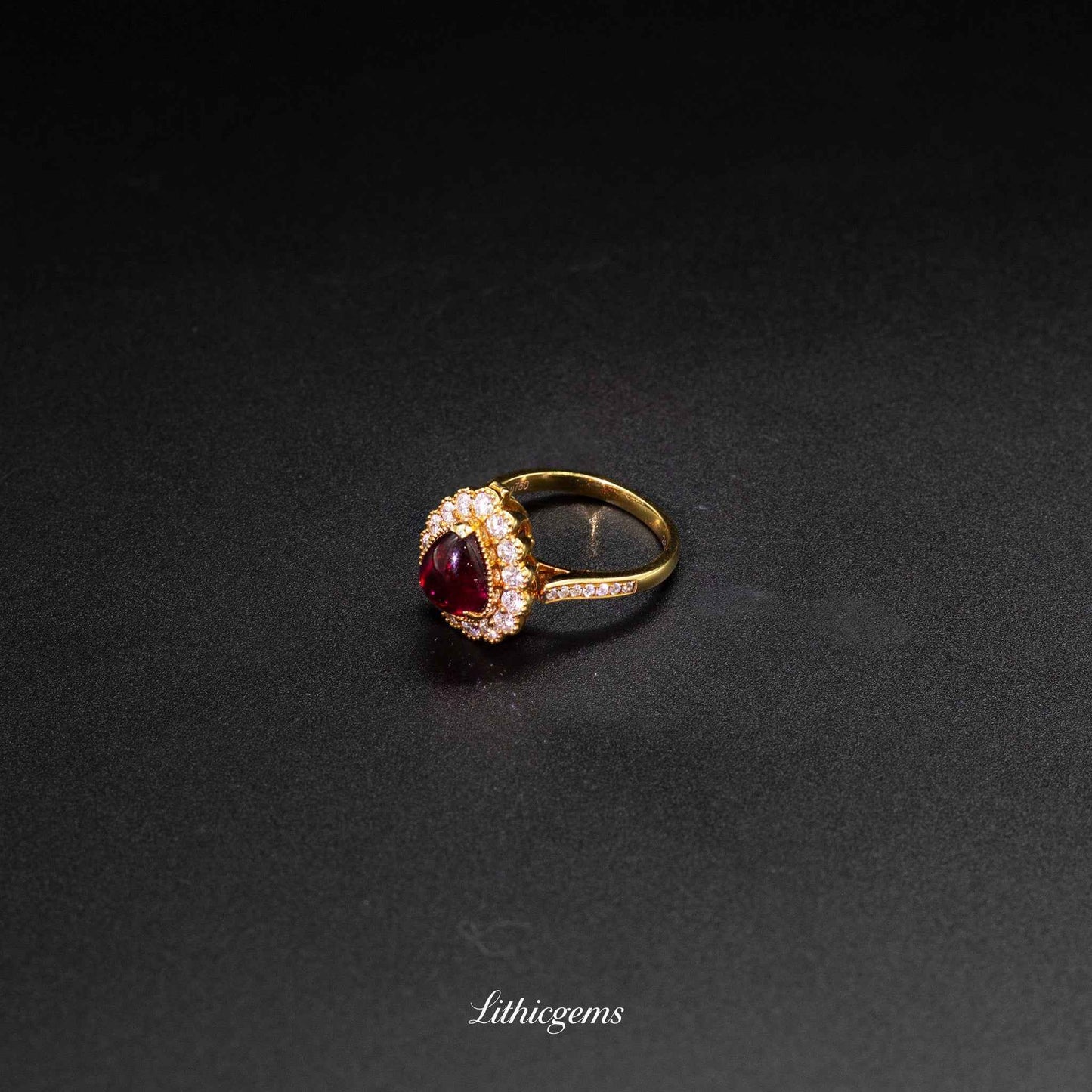 Custom 18K Gold Rubellite Diamond Ring | AIGS/GUILD Certified | Handmade Elegance