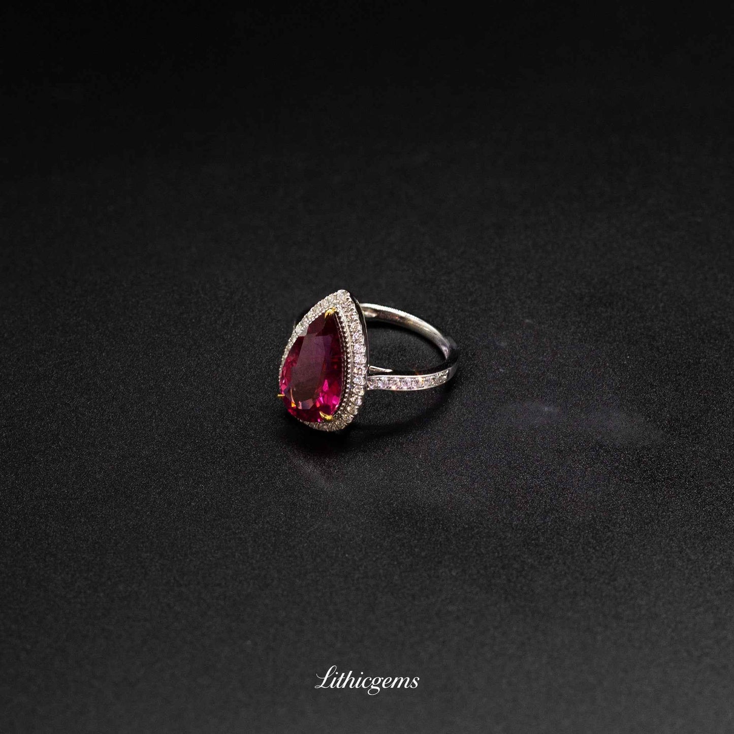 Custom 18K Gold Rubellite and Diamond Ring | AIGS/GUILD Certified | Handmade Fine Jewelry