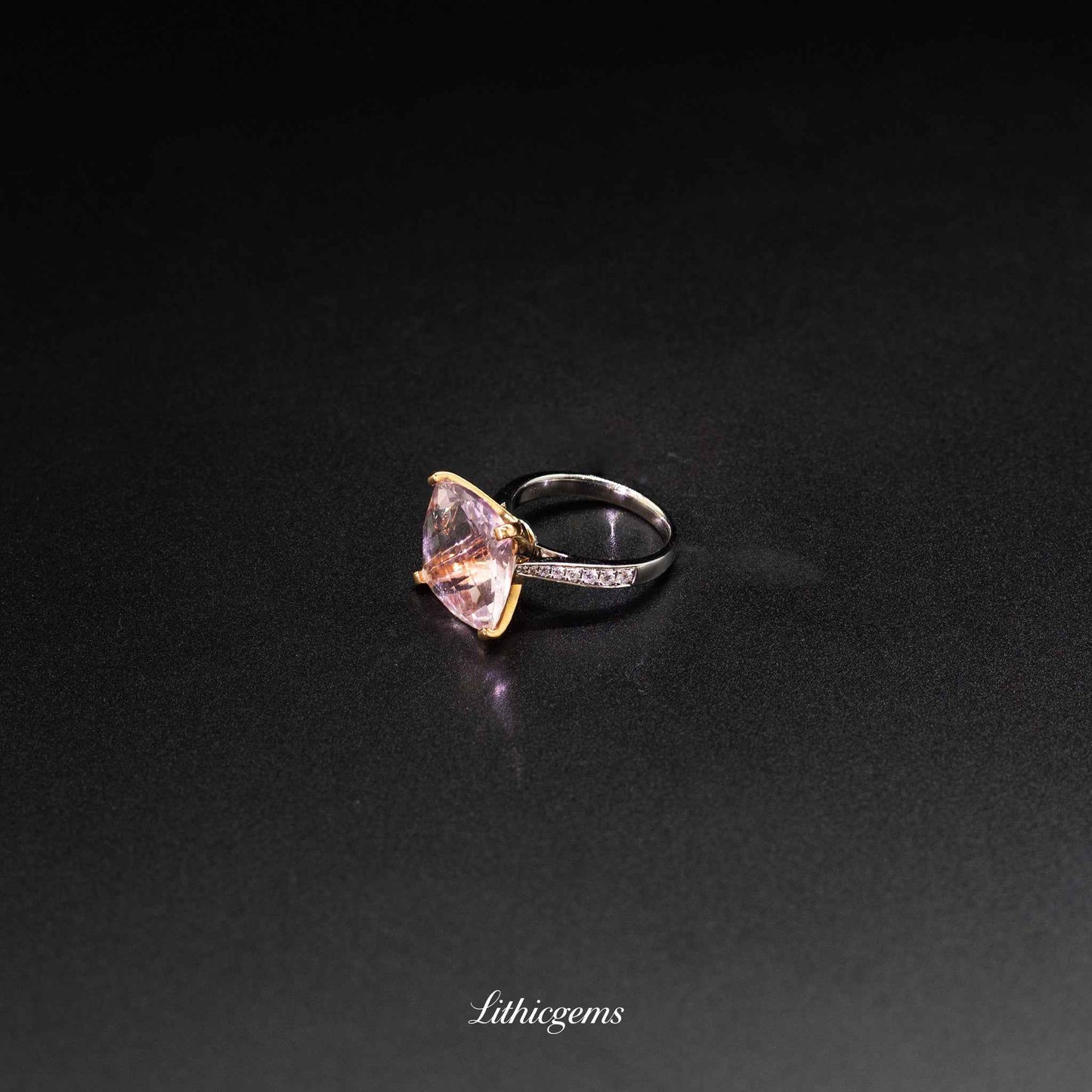 Custom 18K Gold Cushion Cut Morganite Ring | AIGS/GUILD Certified | Handmade Luxury Jewelry