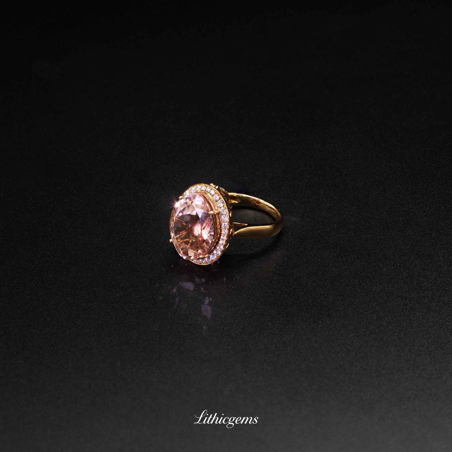 Custom 18K Gold Large Morganite 2-in-1 Convertible Ring | AIGS/GUILD Certified