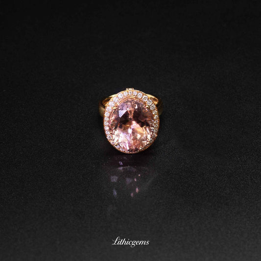 Custom 18K Gold Large Morganite 2-in-1 Convertible Ring | AIGS/GUILD Certified