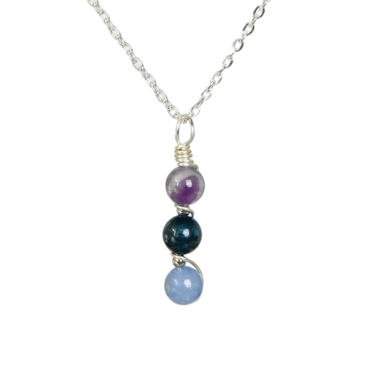 Custom Aquarius Zodiac Pendant 8mm | Natural Crystal Constellation Necklace 49cm | Lithicgems - Lithicgems