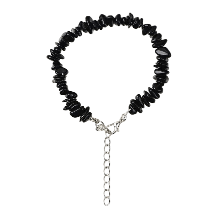 Custom Black Obsidian Chip Bracelet 5-8mm | Natural Volcanic Glass Irregular Chip Stretch Bracelet | Lithicgems - Lithicgems