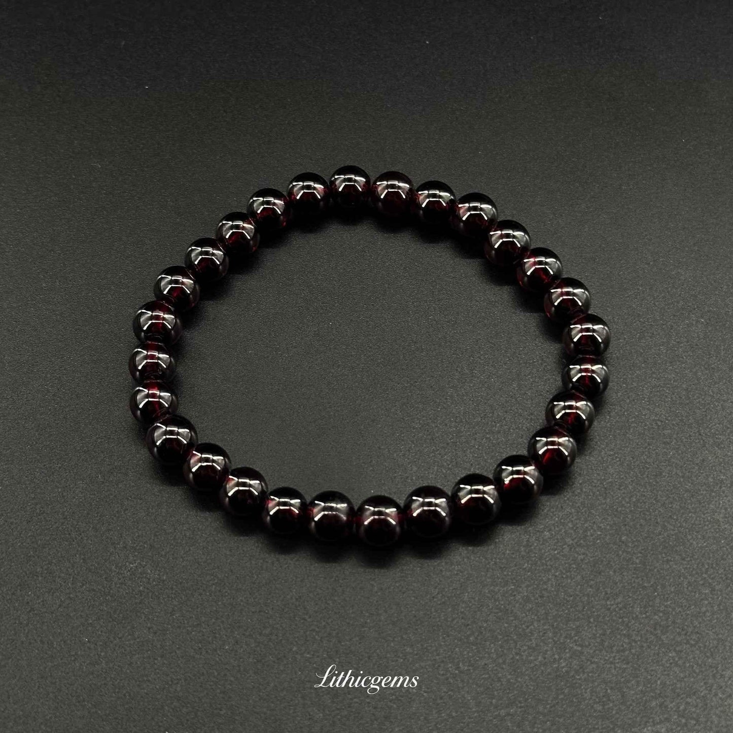 Custom Burgundy Garnet Bracelet - Premium Healing Crystal for Vitality & Protection - Lithicgems