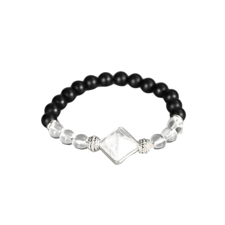 Custom Clear Quartz Pyramid Pendant | Natural Crystal Healing Gemstone Stretch Bracelet | Lithicgems - Lithicgems