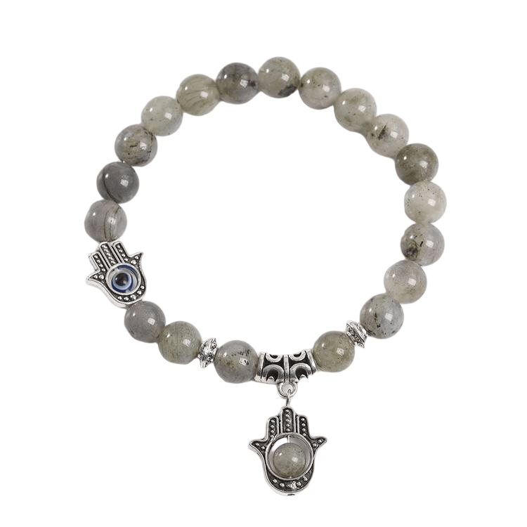 Custom Eye of Horus Labradorite Bracelet 8mm | Natural Stone Vintage Stretch Bracelet | Lithicgems - Lithicgems