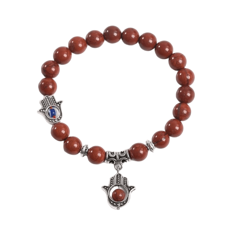 Custom Eye of Horus Red Jasper Bracelet 8mm | Natural Stone Vintage Stretch Bracelet | Lithicgems - Lithicgems