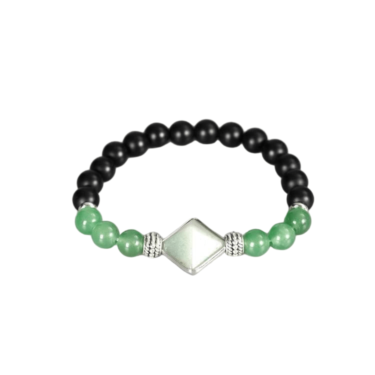 Custom Green Aventurine Pyramid Pendant | Natural Crystal Healing Gemstone Stretch Bracelet | Lithicgems - Lithicgems