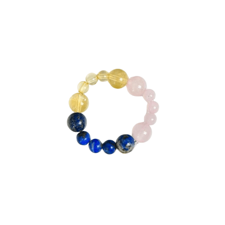 Custom Libra Zodiac Ring 4-6mm | Natural Crystal Constellation Stretch Ring | Lithicgems - Lithicgems