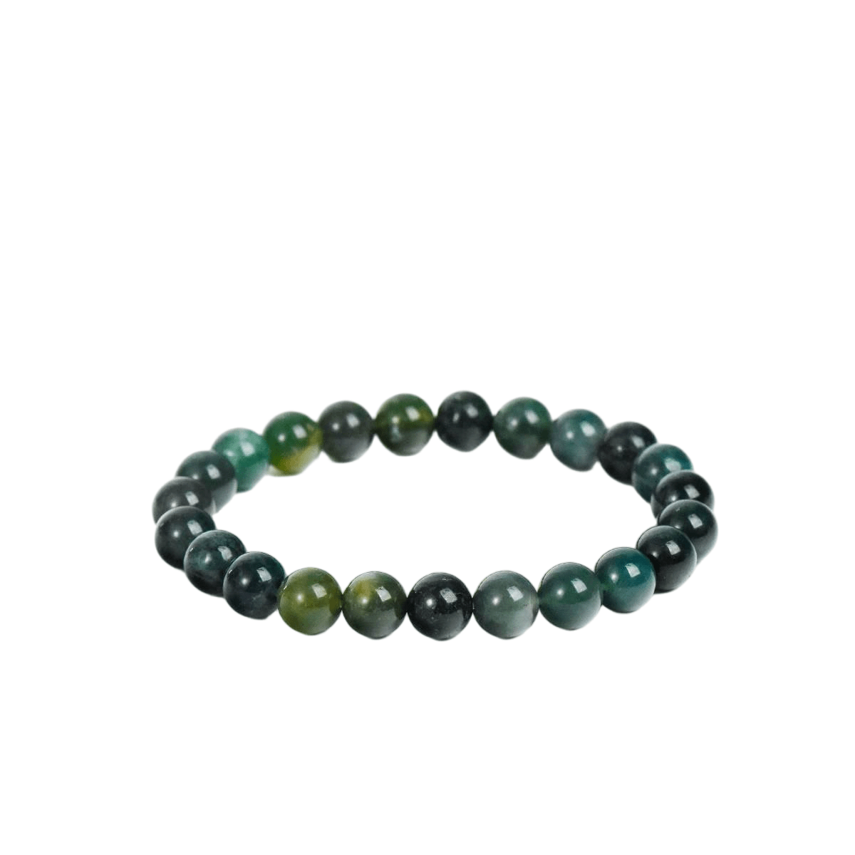 Custom Moss Agate Bracelet 8mm | Natural Dendritic Agate Beaded Bracelet | Lithicgems - Lithicgems
