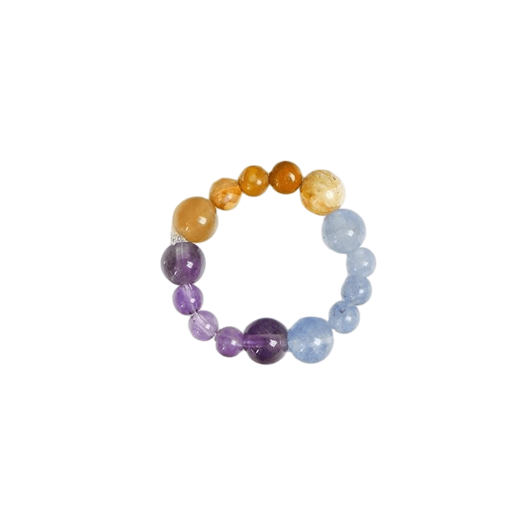 Custom Pisces Zodiac Ring 4-6mm | Natural Crystal Constellation Stretch Ring | Lithicgems - Lithicgems
