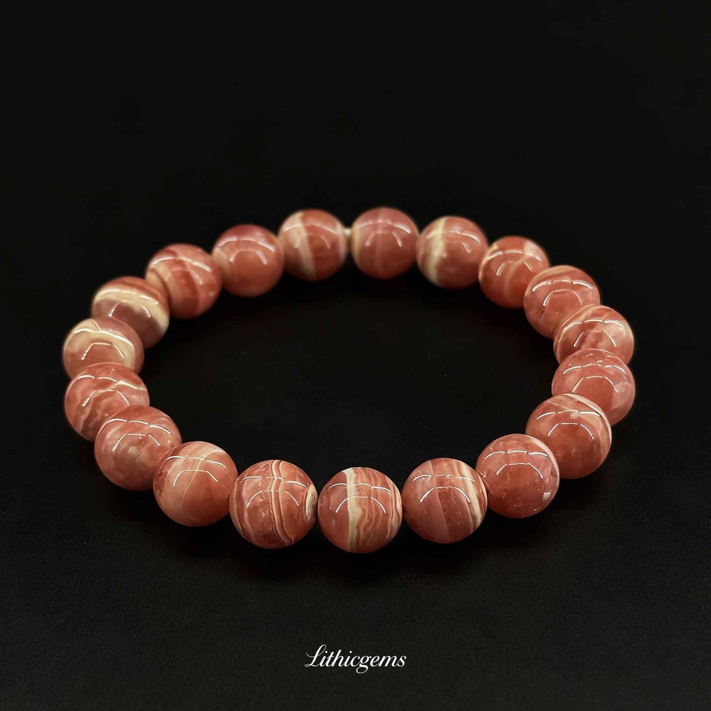 Custom Rhodonite Bracelet - Heart Healing Stone for Emotional Balance & Unconditional Love - Lithicgems
