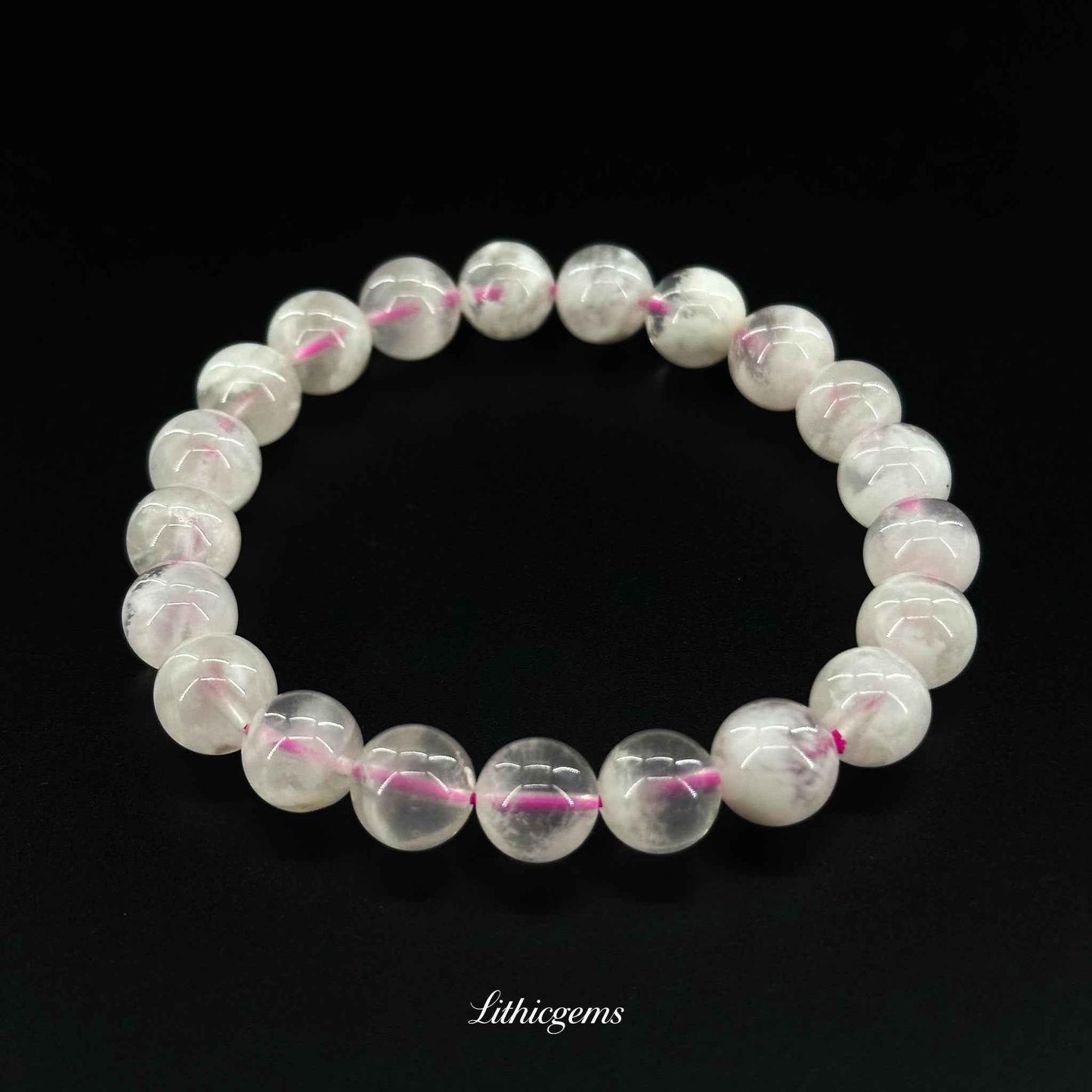 Custom Snowflake Phantom Rose Quartz Bracelet - Balancing Love & Clarity - Lithicgems