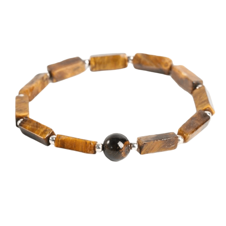Custom Tiger Eye Square Bead Bracelet | Natural Chatoyant Stone Fashion Stretch Bracelet | Lithicgems - Lithicgems