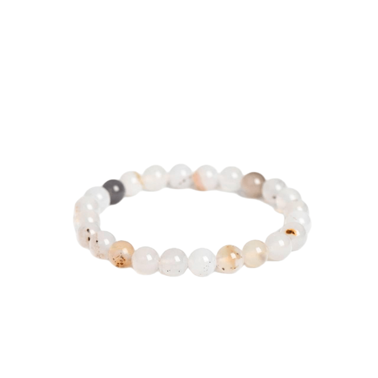 Custom White Agate Bracelet 8mm | Natural Milky Chalcedony Beaded Bracelet | Lithicgems - Lithicgems