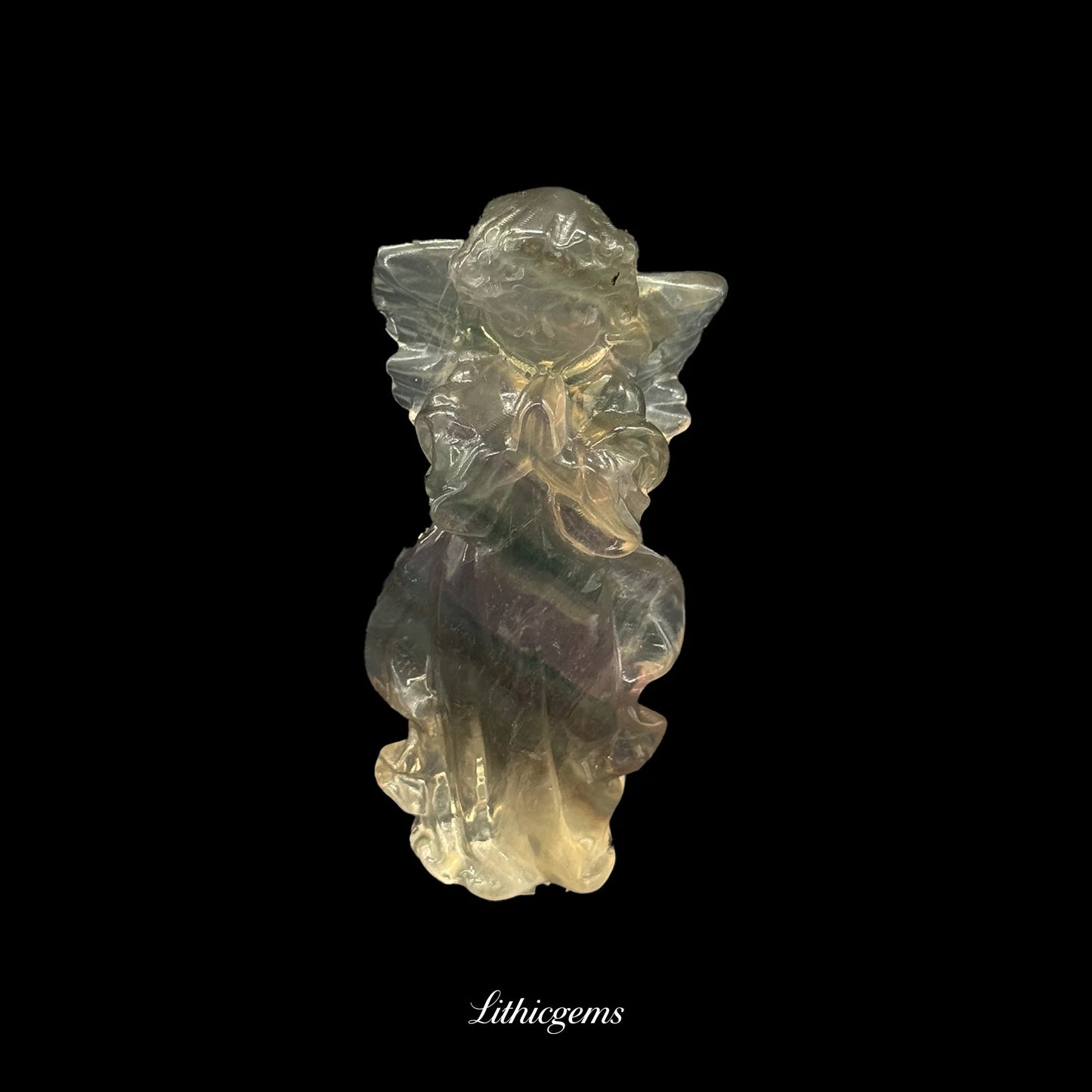 Gentle Guardian Madonna Crystal Sculpture (8cm) - Short-Winged Embrace of Intimate Comfort & Daily Grace - Lithicgems