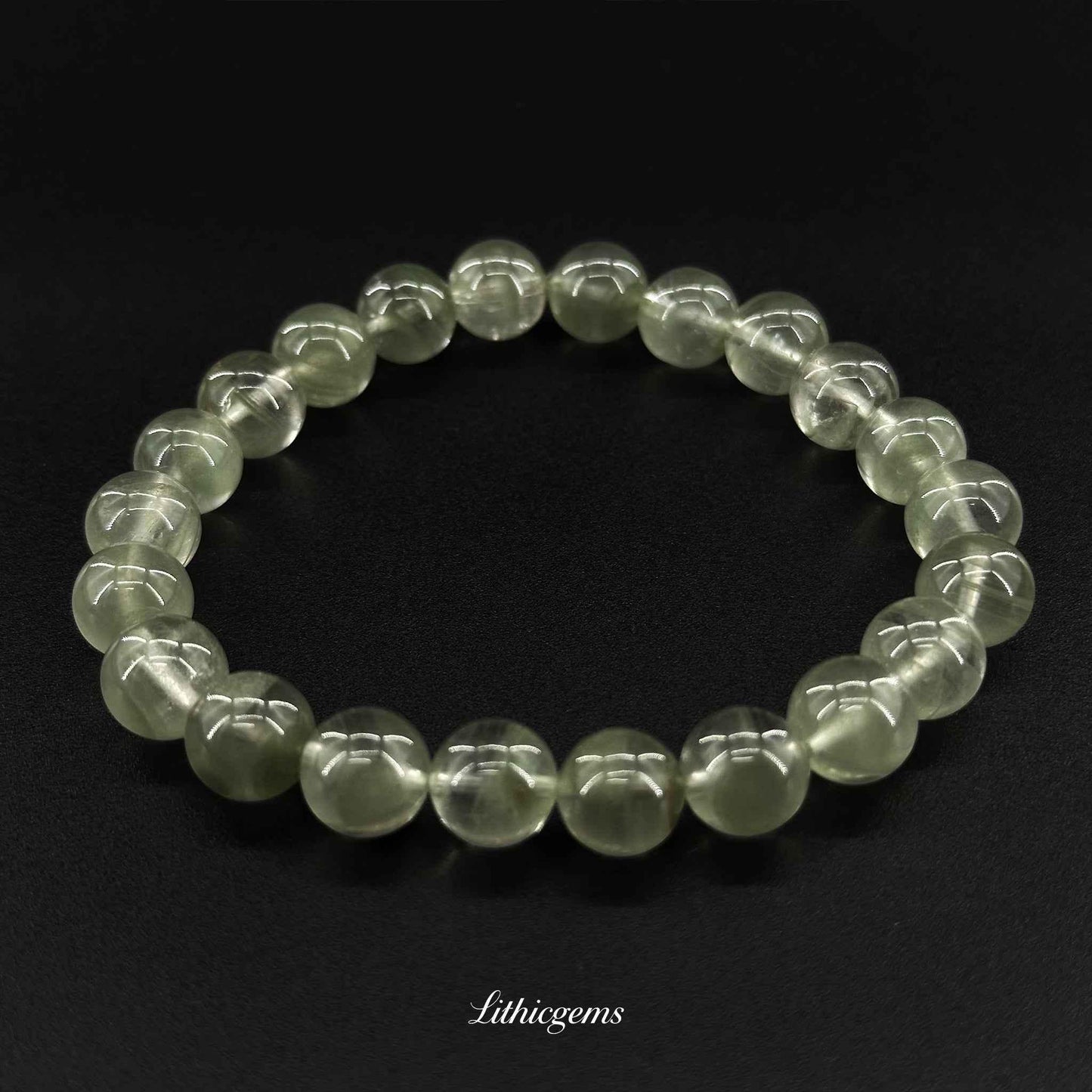 Jade Green Phantom Quartz Bracelet - Prosperity & Growth Crystal with Emerald Inclusions - Lithicgems