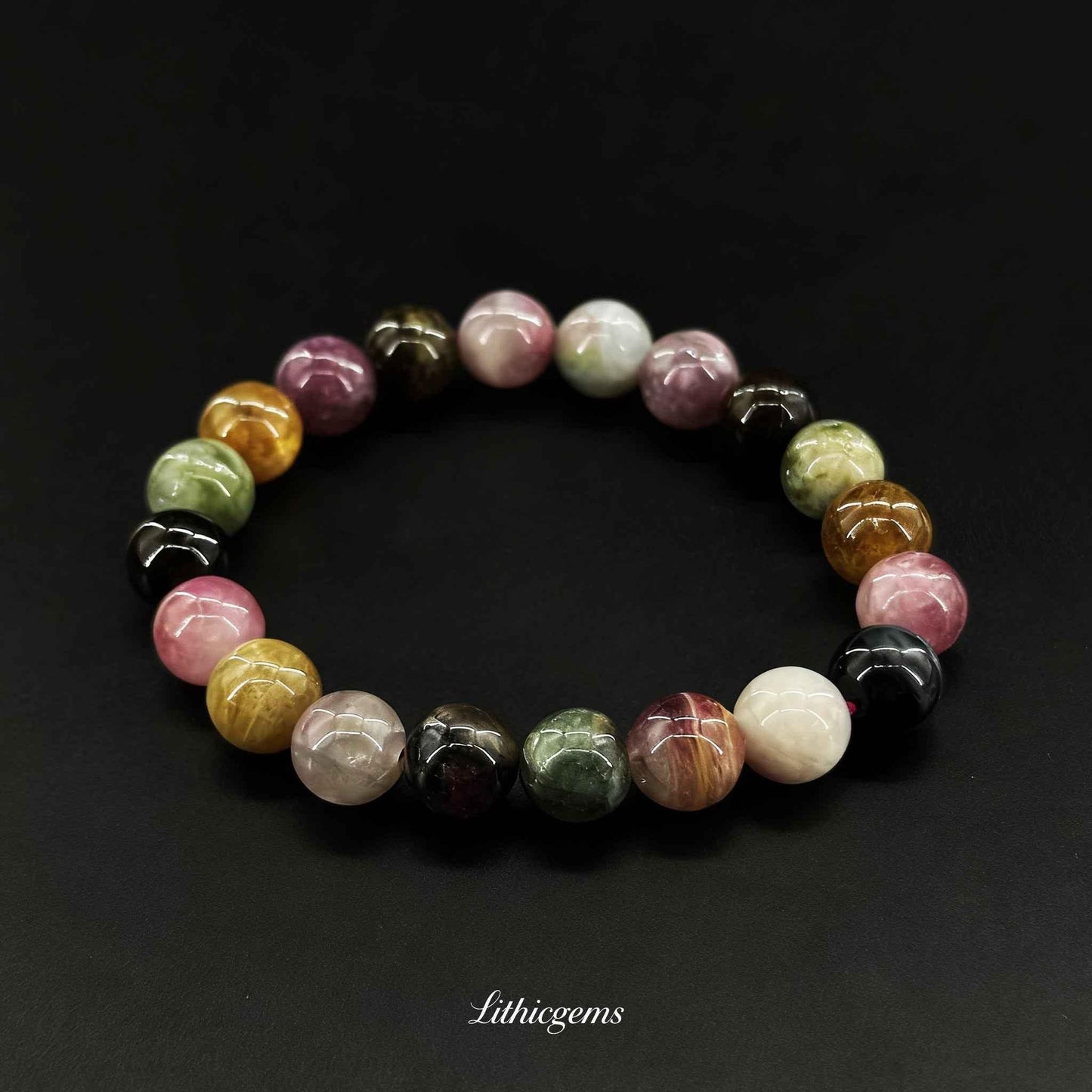 Rainbow Tourmaline Bracelet - Complete Color Spectrum for All-Chakra Balance & Joyful Manifestation - Lithicgems