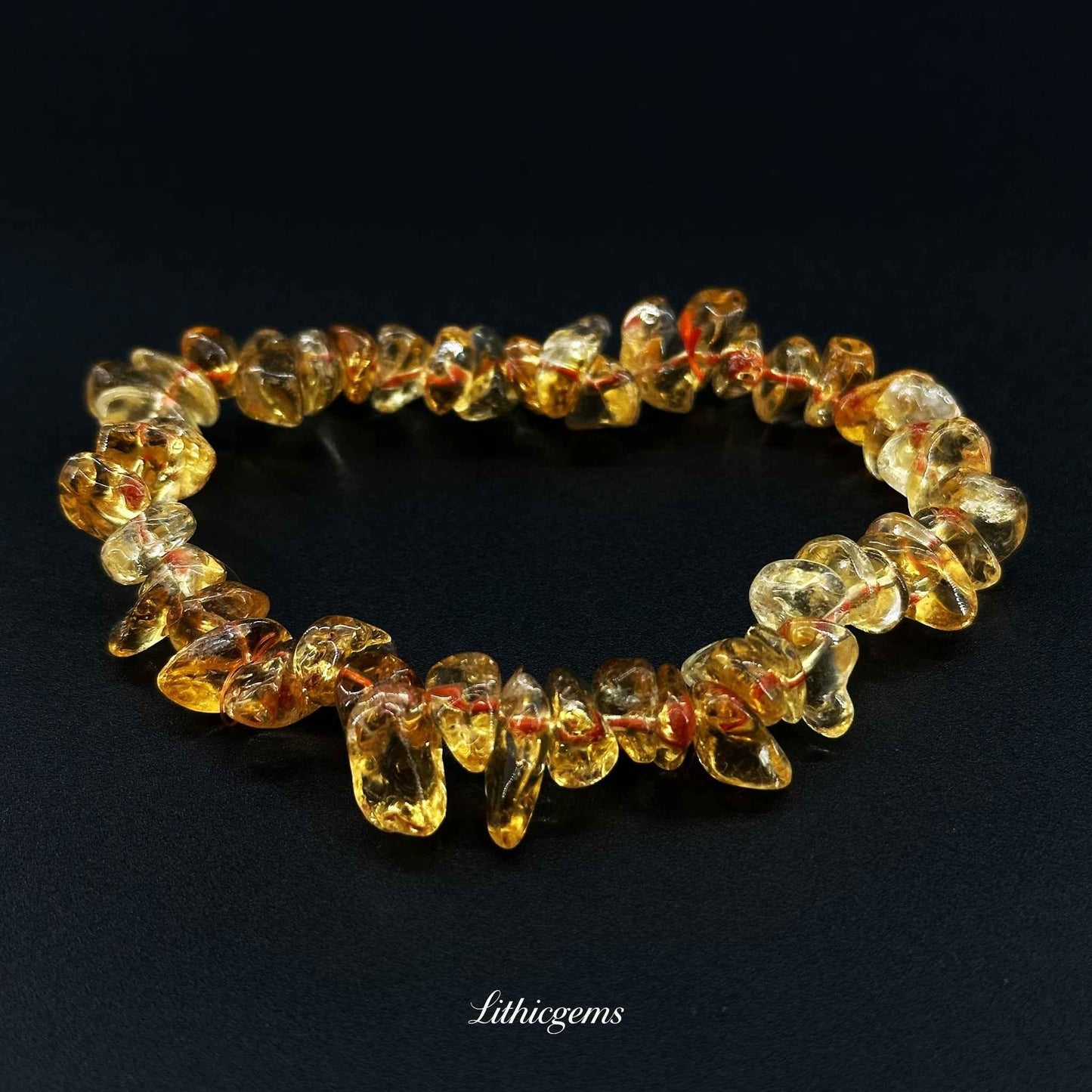 Rough Citrine Bracelet - Raw Sunshine Energy for Unfiltered Abundance & Confidence - Lithicgems