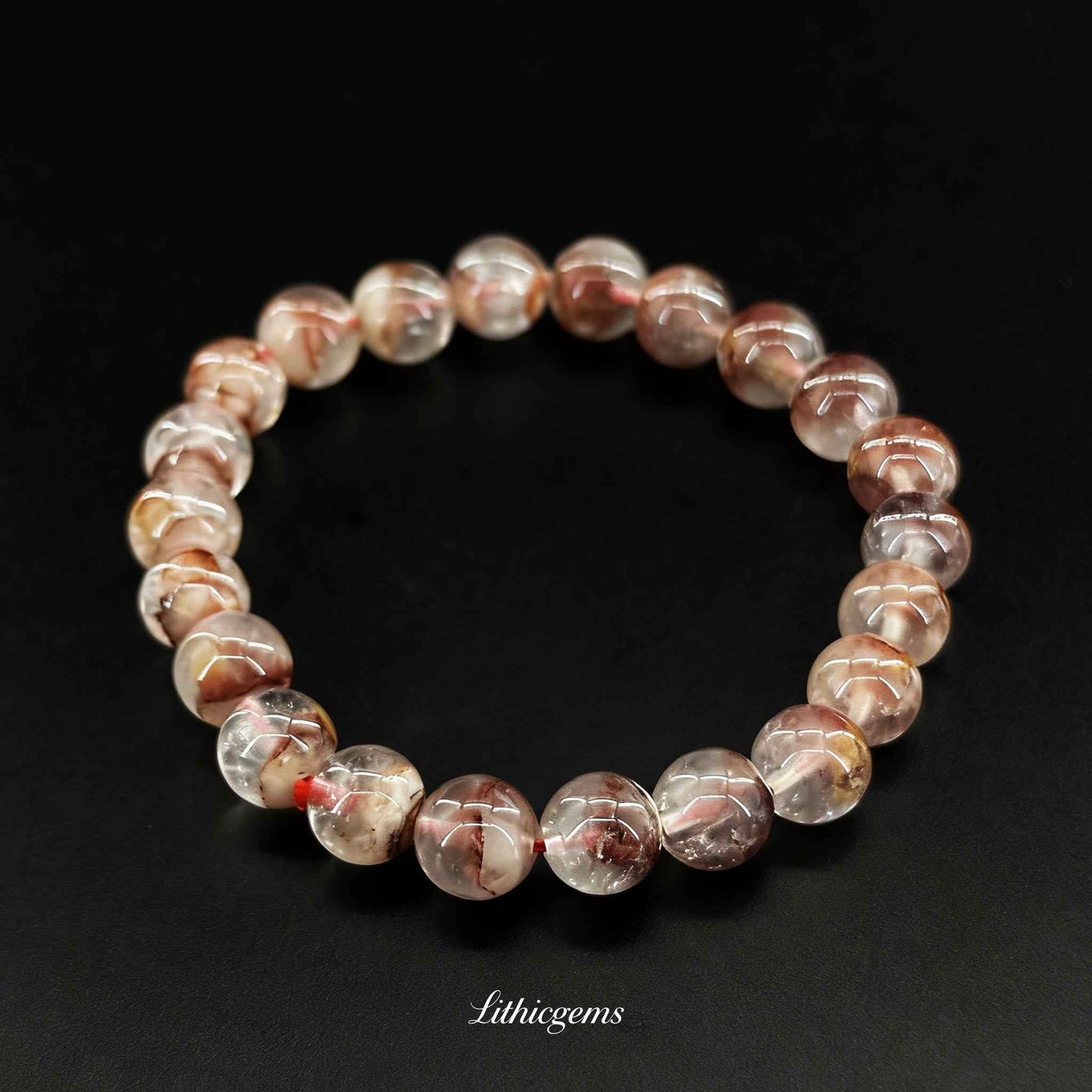 Custom Red Phantom Quartz Bracelet - Abundance Crystal for Wealth & Vitality