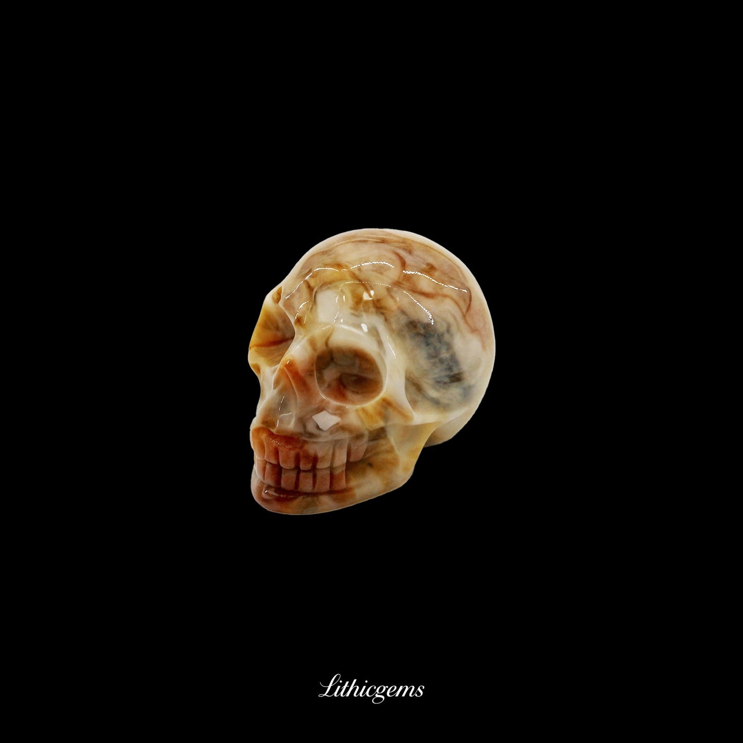 Pocket Philosopher Skull Palm Stone - 3cm Unique Gemstone for Meditation and Decor - Lithicgems
