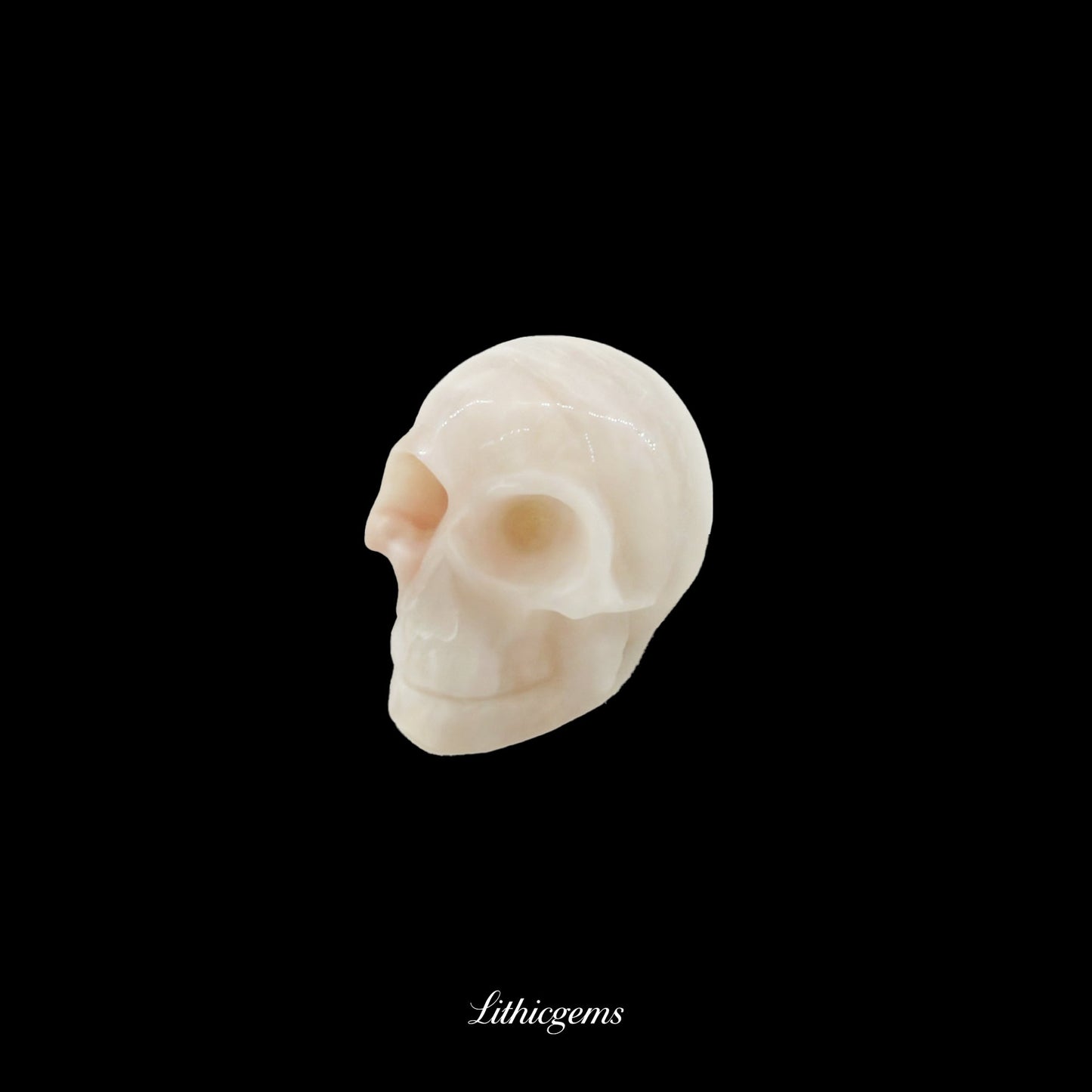 Pocket Philosopher Skull Palm Stone - 3cm Unique Gemstone for Meditation and Decor - Lithicgems