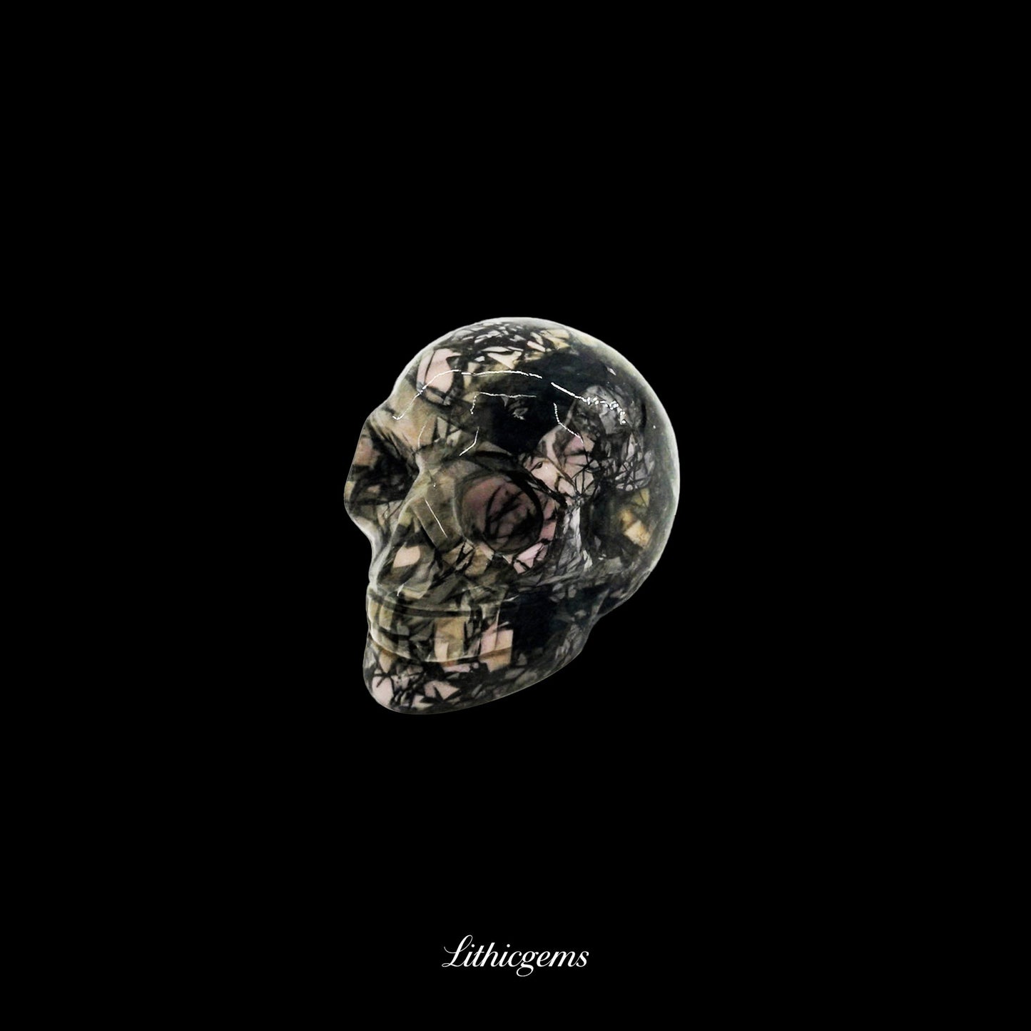 Pocket Philosopher Skull Palm Stone - 3cm Unique Gemstone for Meditation and Decor - Lithicgems