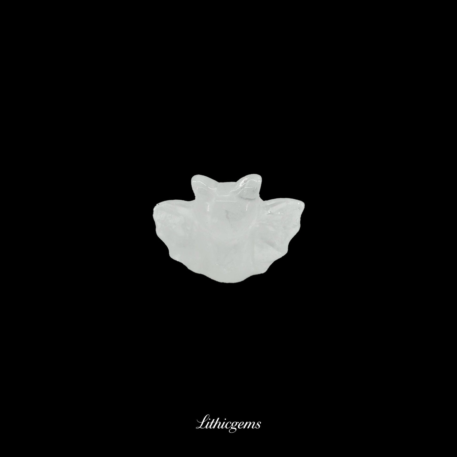 Lucky Bat Amulet - 3cm Carved Palm Stone - Clear Quartz Natural Crystal Gemstones - Lithicgems