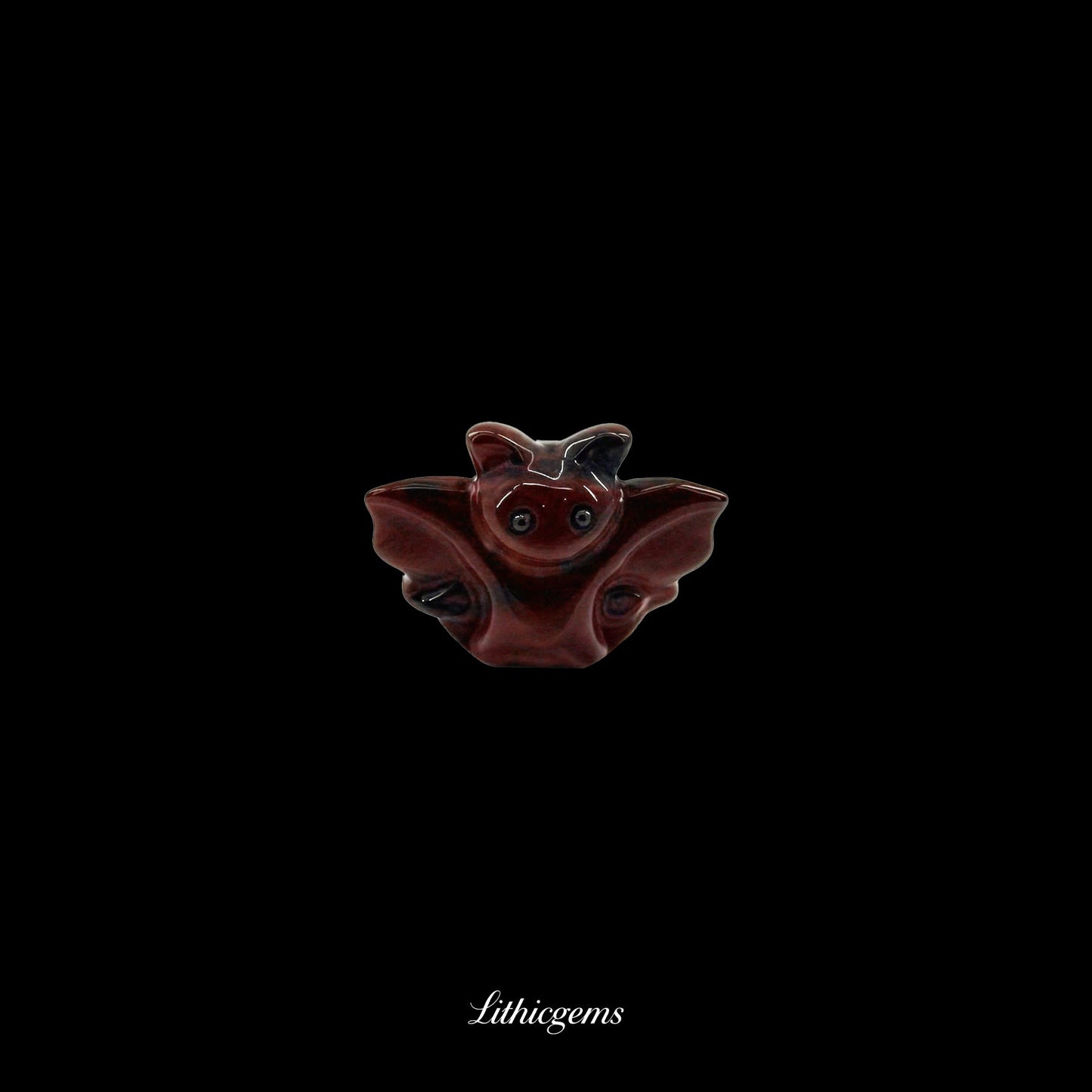 Lucky Bat Amulet - 3cm Carved Palm Stone - Golden Onyx Natural Crystal Gemstones - Lithicgems