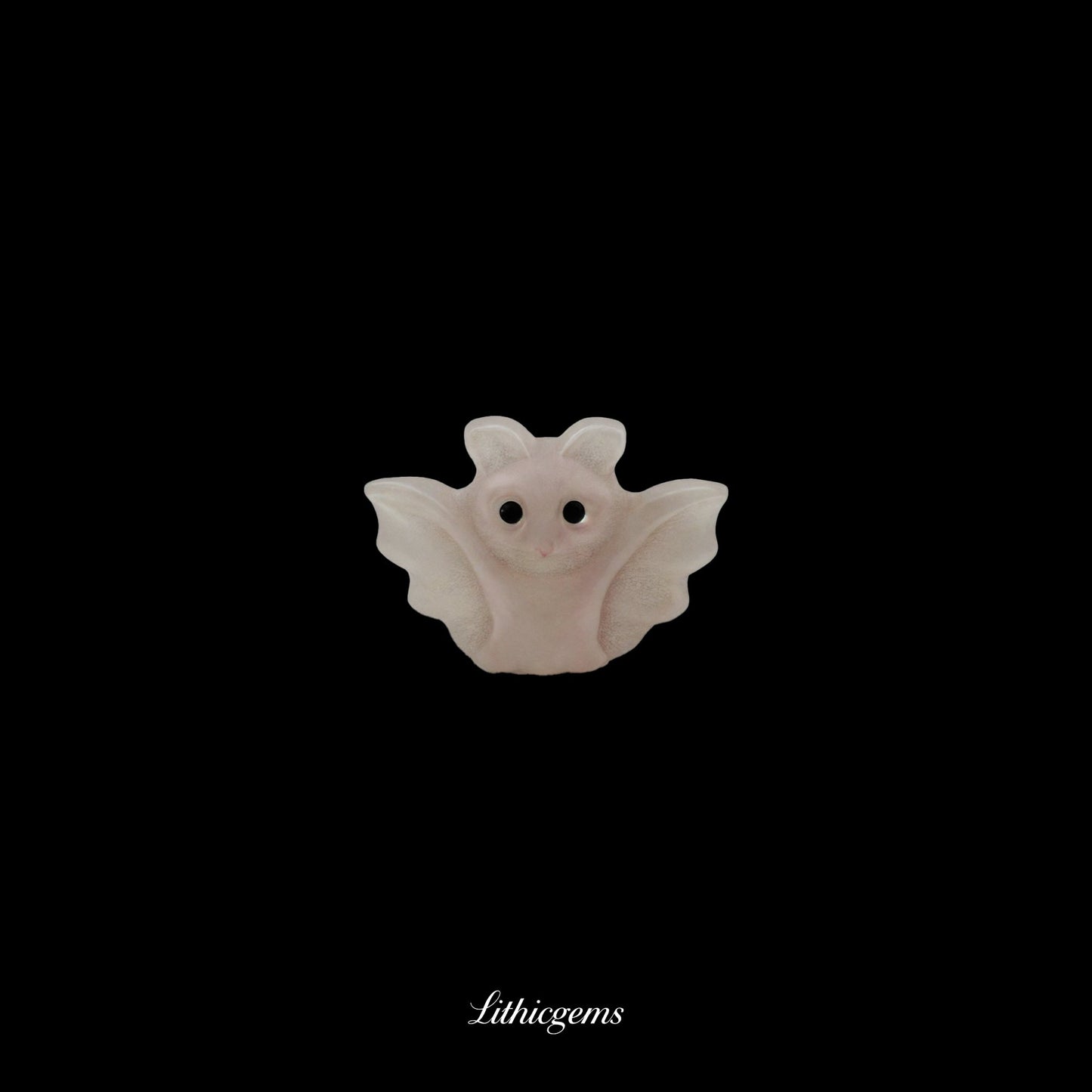 Lucky Bat Amulet - 3cm Carved Palm Stone - Rose Quartz Natural Crystal Gemstones - Lithicgems