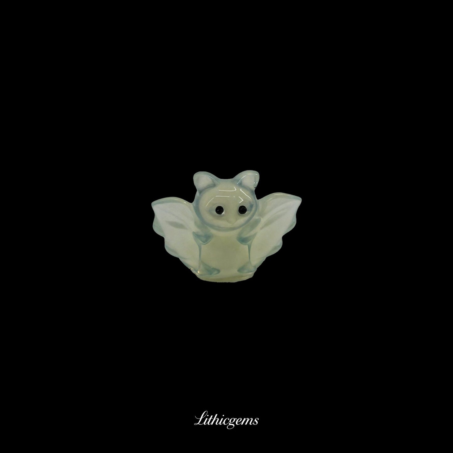 Lucky Bat Amulet - 3cm Carved Palm Stone - Opal Natural Crystal Gemstones - Lithicgems
