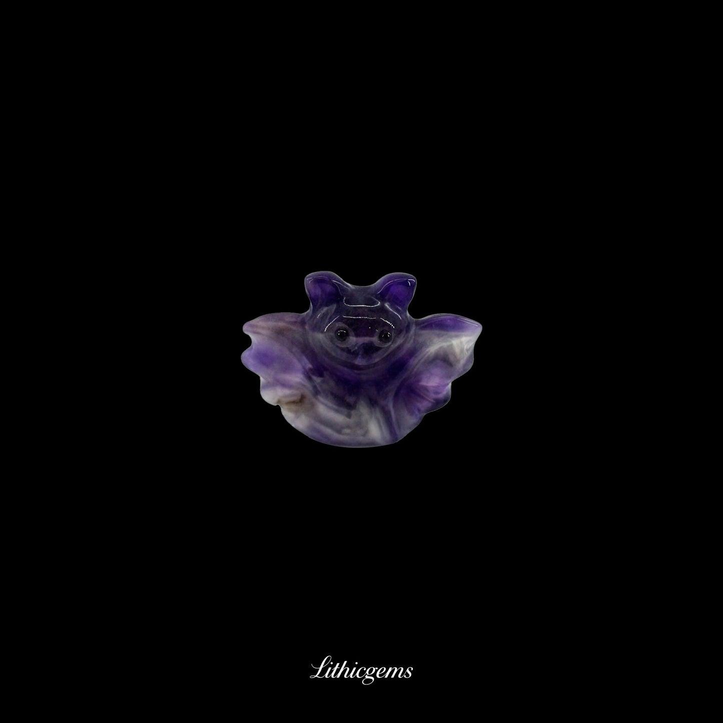 Lucky Bat Amulet - 3cm Carved Palm Stone Natural Crystal Gemstones - Lithicgems Jewelry