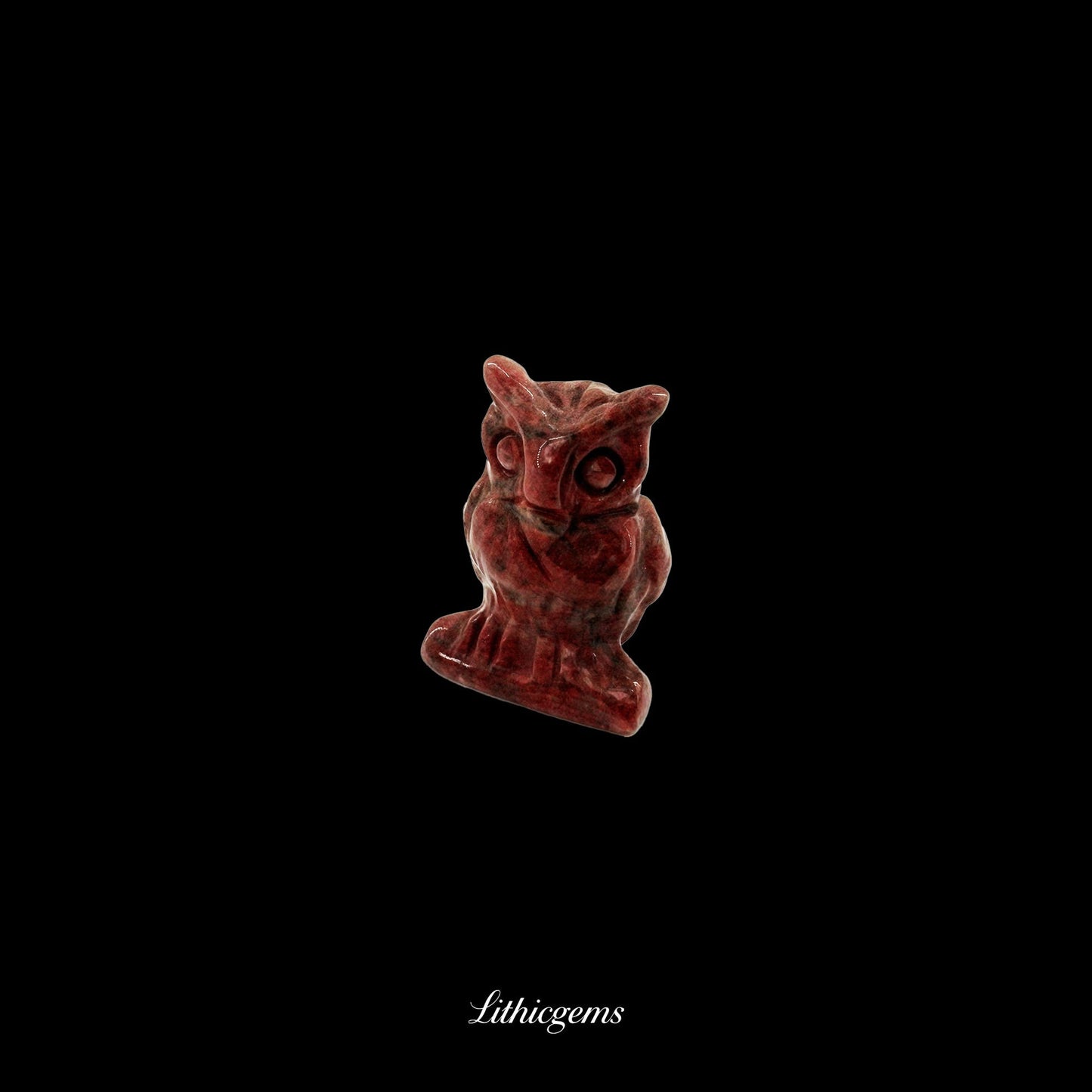 Silent Sage - 3cm Owl Sculpture | Commemorating Death and Animal Charm Series - Red Sesame Stone Natural Crystal Gemstones - Lithicgems