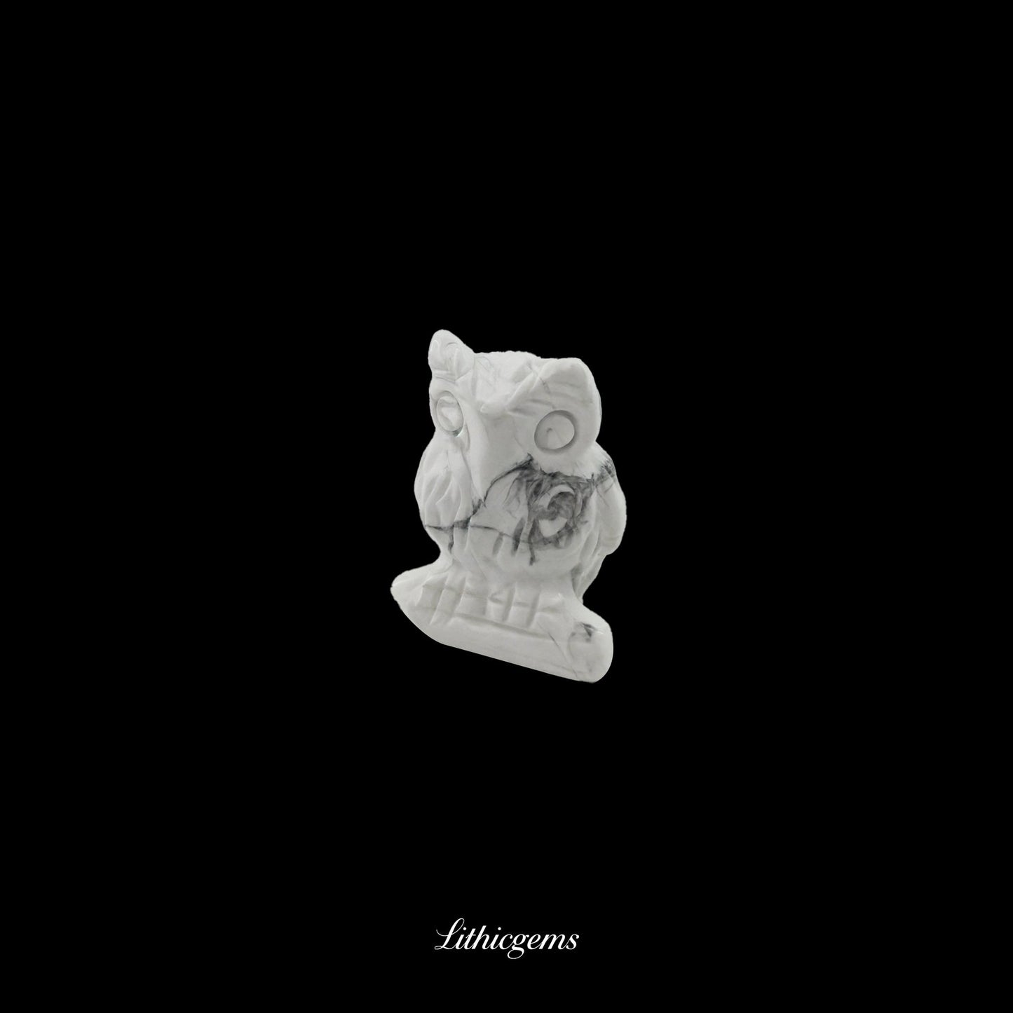 Silent Sage - 3cm Owl Sculpture | Commemorating Death and Animal Charm Series - White Turquoise Natural Crystal Gemstones - Lithicgems