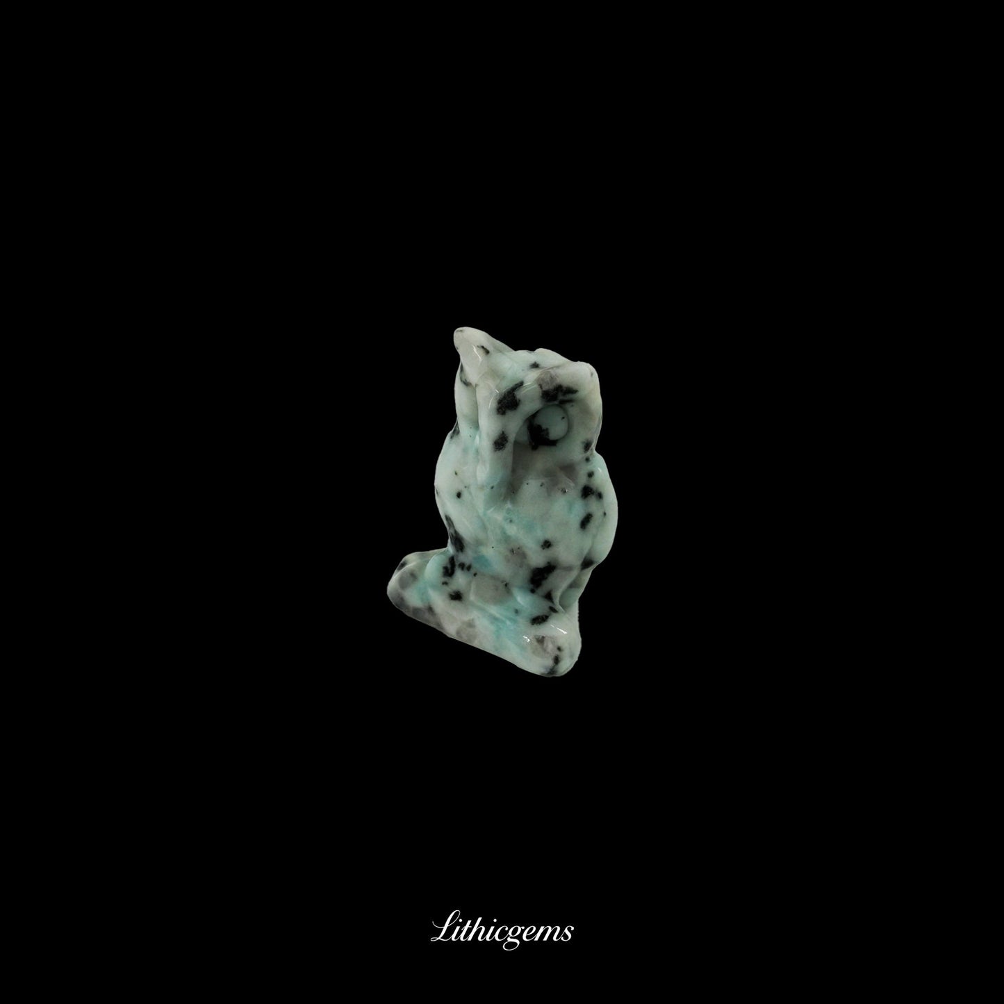Silent Sage - 3cm Owl Sculpture | Commemorating Death and Animal Charm Series - Tianshan Blue Stone Natural Crystal Gemstones - Lithicgems