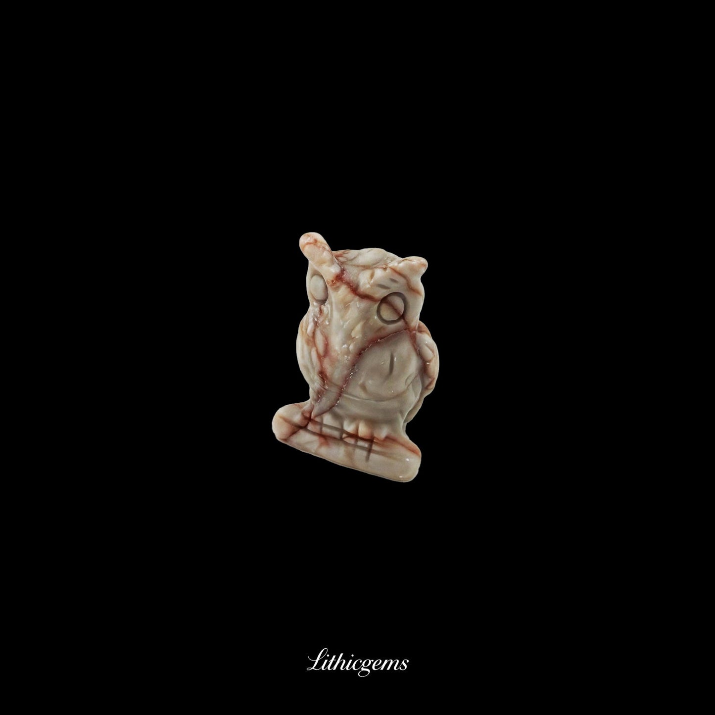 Silent Sage - 3cm Owl Sculpture | Commemorating Death and Animal Charm Series - Red Web Stone Natural Crystal Gemstones - Lithicgems