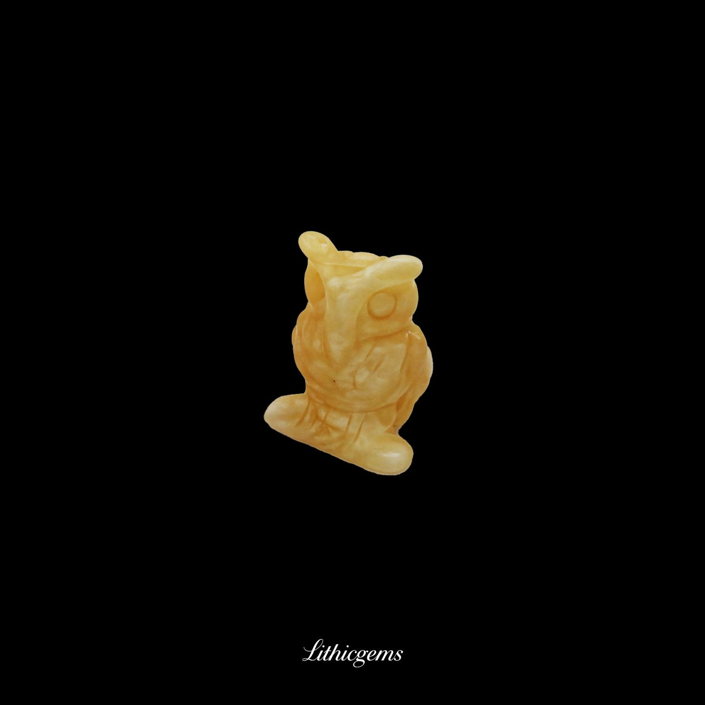 Silent Sage - 3cm Owl Sculpture | Commemorating Death and Animal Charm Series - Old Yellow Jade Natural Crystal Gemstones - Lithicgems