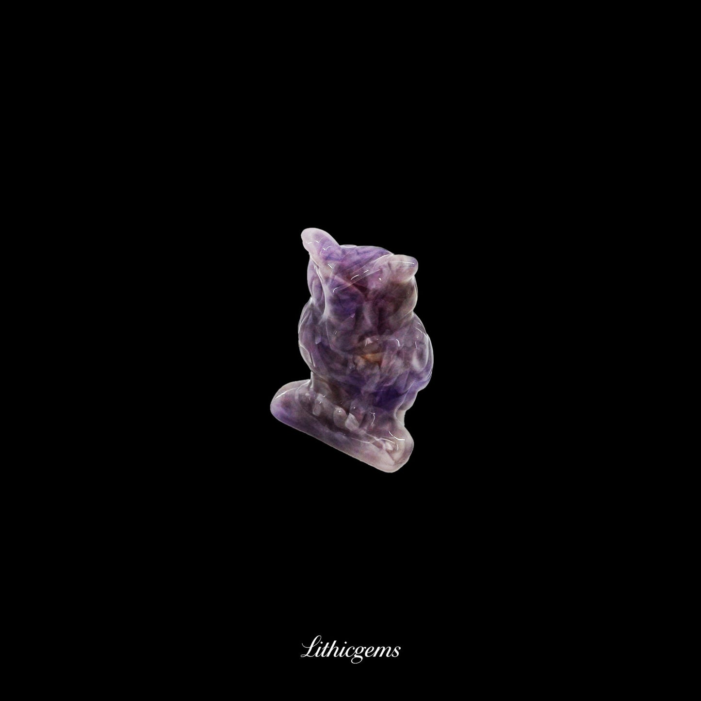 Silent Sage - 3cm Owl Sculpture | Commemorating Death and Animal Charm Series - Amethyst Natural Crystal Gemstones - Lithicgems