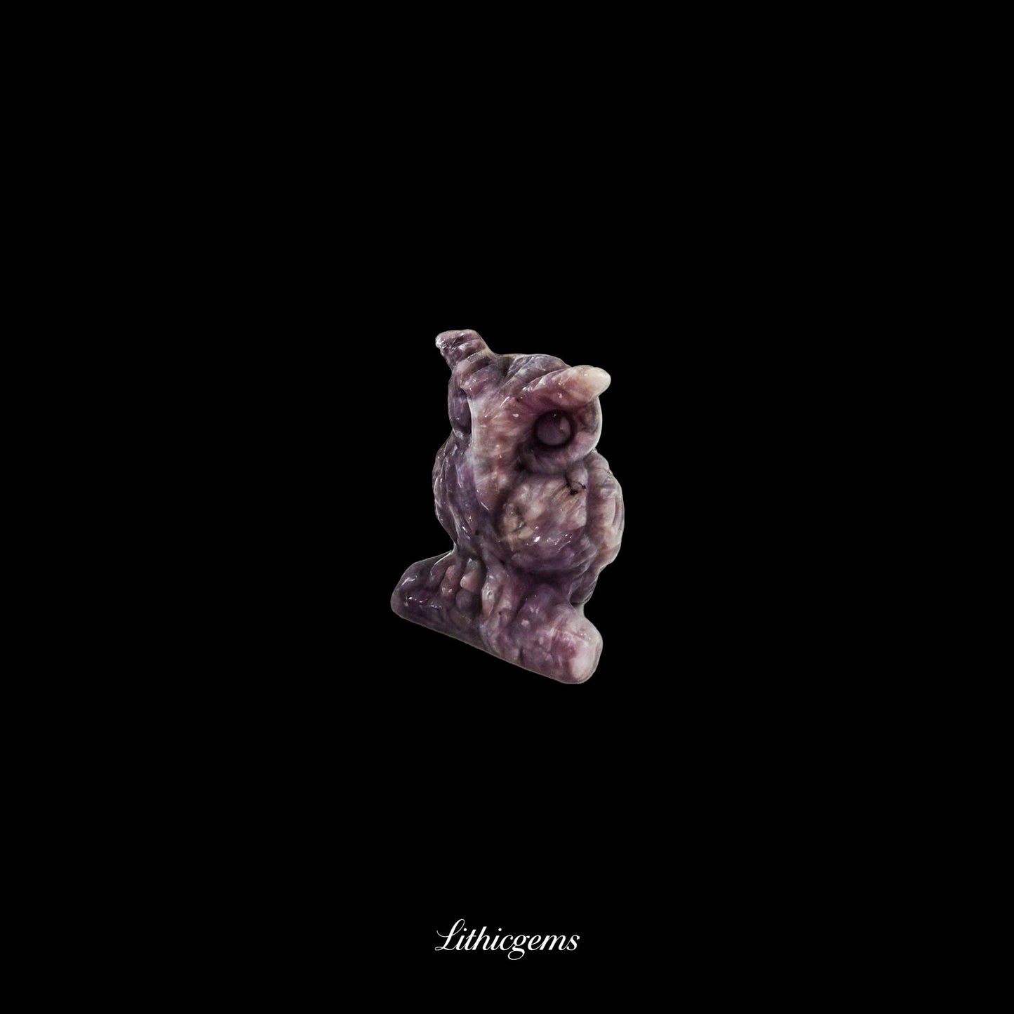 Silent Sage - 3cm Owl Sculpture | Commemorating Death and Animal Charm Series - Purple Mica Stone Natural Crystal Gemstones - Lithicgems