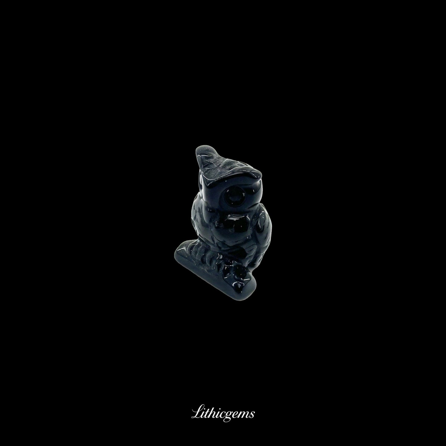 Silent Sage - 3cm Owl Sculpture | Commemorating Death and Animal Charm Series - Blue Veined Agate Natural Crystal Gemstones - Lithicgems