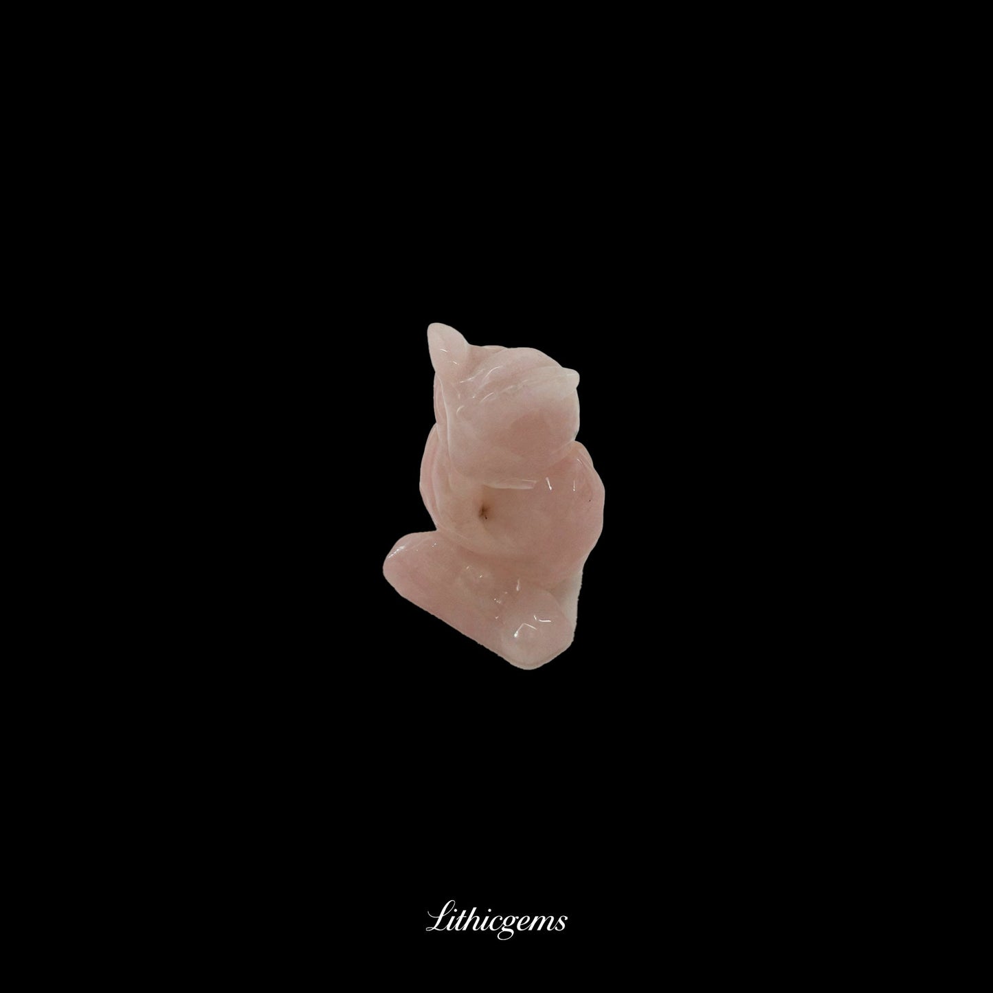 Silent Sage - 3cm Owl Sculpture | Commemorating Death and Animal Charm Series - Pink Quartz Natural Crystal Gemstones - Lithicgems